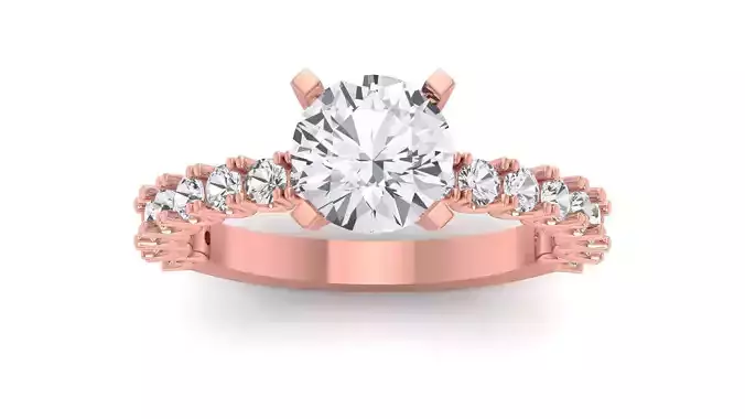 Women Engagement Round Stone Ring 3dm STL OBJ Renders Details