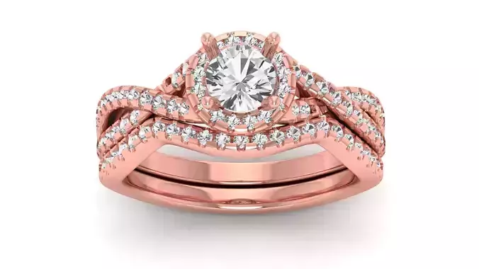 Solitaire Wedding Engagement Women Twisted Ring Bridal Set