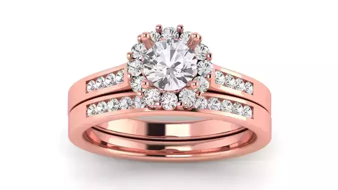 Solitaire Wedding Engagement Women Double Band Ring