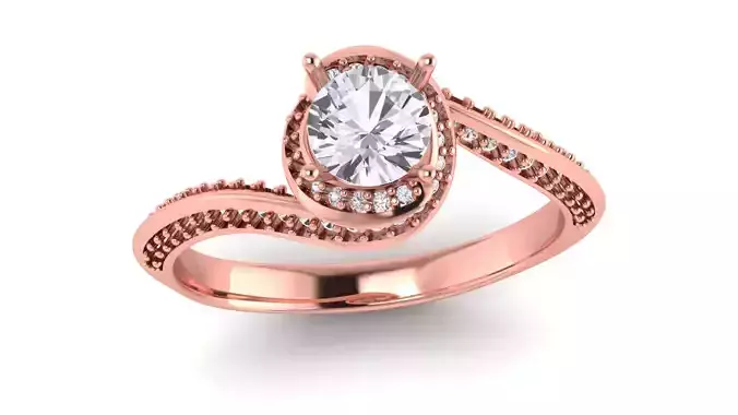 Solitaire Wedding Engagement Women Bypass Ring 3D print model