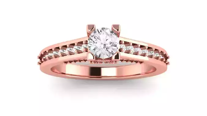Women Engagement Round Stone Ring 3dm STL OBJ Renders Details