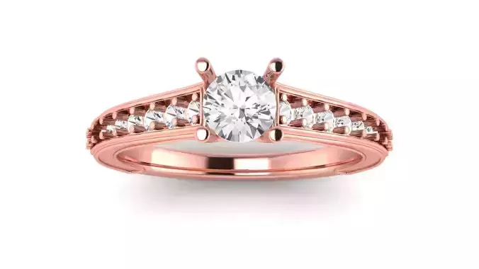 Women Engagement Round Stone Ring 3dm STL OBJ Renders Details