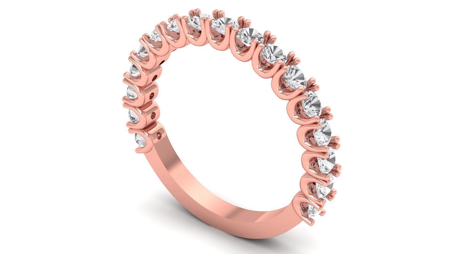 Round Diamond Eternity Diamond Band Rings Minimalist Band 3D print model_1