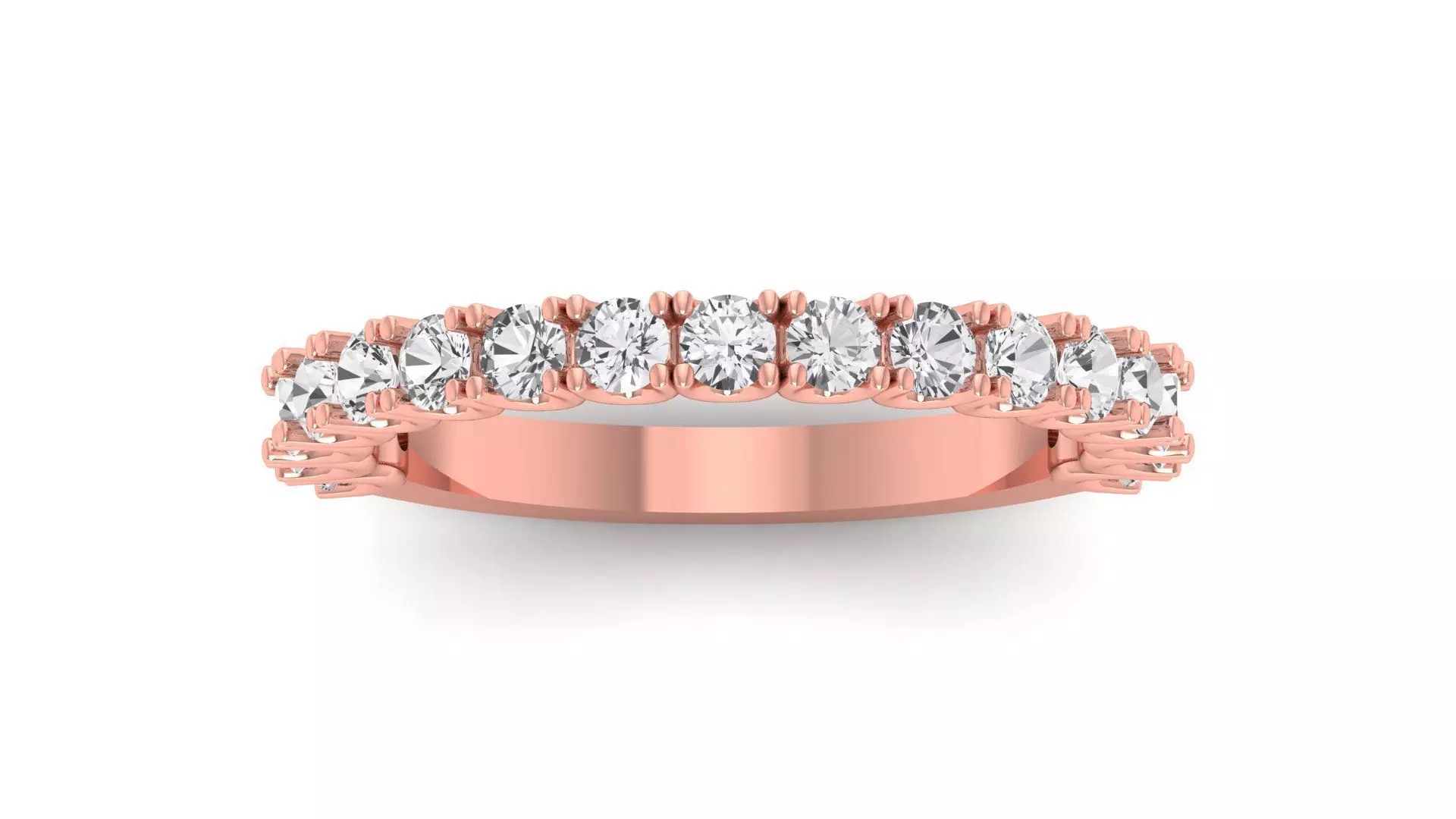 Round Diamond Eternity Diamond Band Rings Minimalist Band 3D print model_0