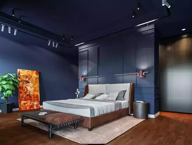 Luxury Modern Villa Bedroom Interior Scene 3ds Max  Corona