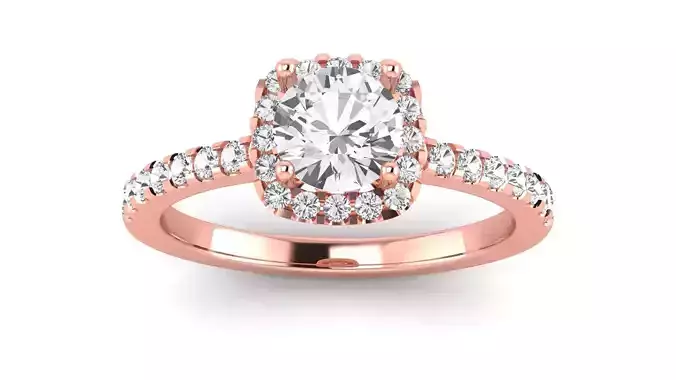 Solitaire Wedding Engagement Women Square Hole Pave Ring