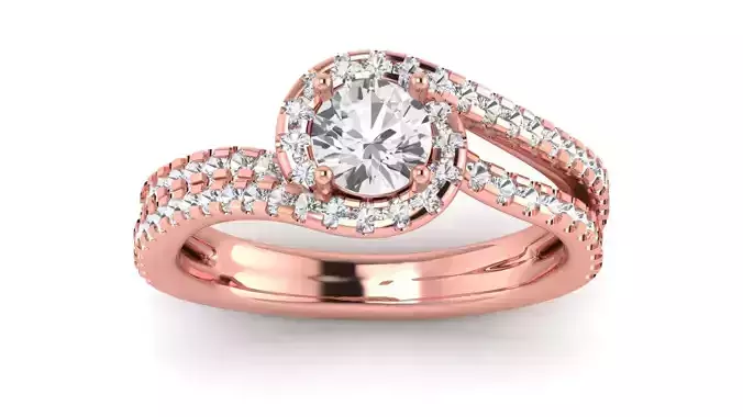 Solitaire Wedding Engagement Women Statement Double Band Ring