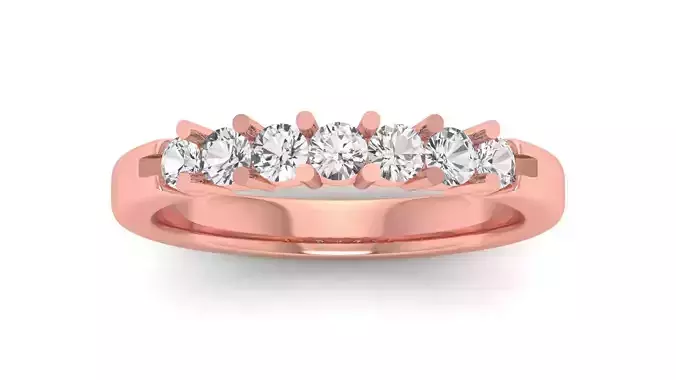 7 Stone Round Diamond Eternity Diamond Band Rings 3D print model
