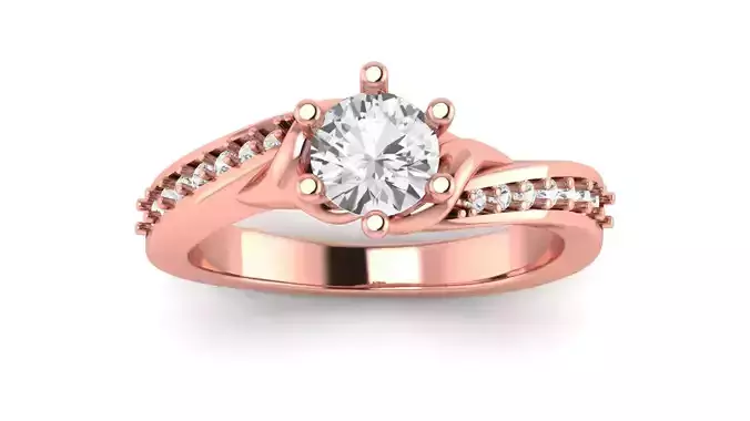 Women Engagement Round Stone Ring 3dm STL OBJ Renders Details