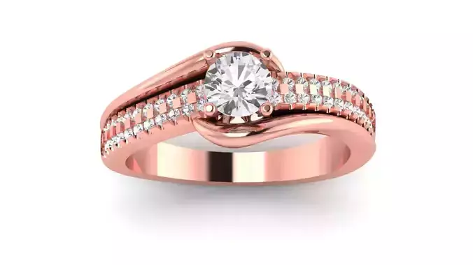 Women Engagement Round Stone Ring 3dm STL OBJ Renders Details