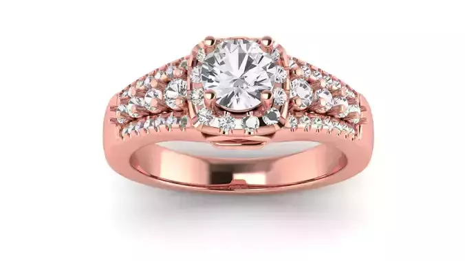 Halo Wedding Engagement Women Three Band Ring 3D print model