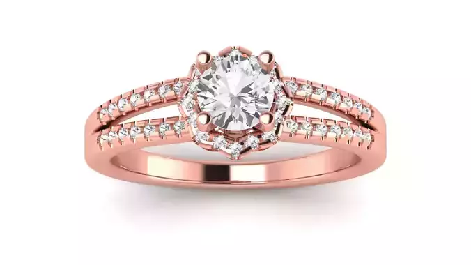 Solitaire Wedding Engagement Women  Split Shank Double Band Ring