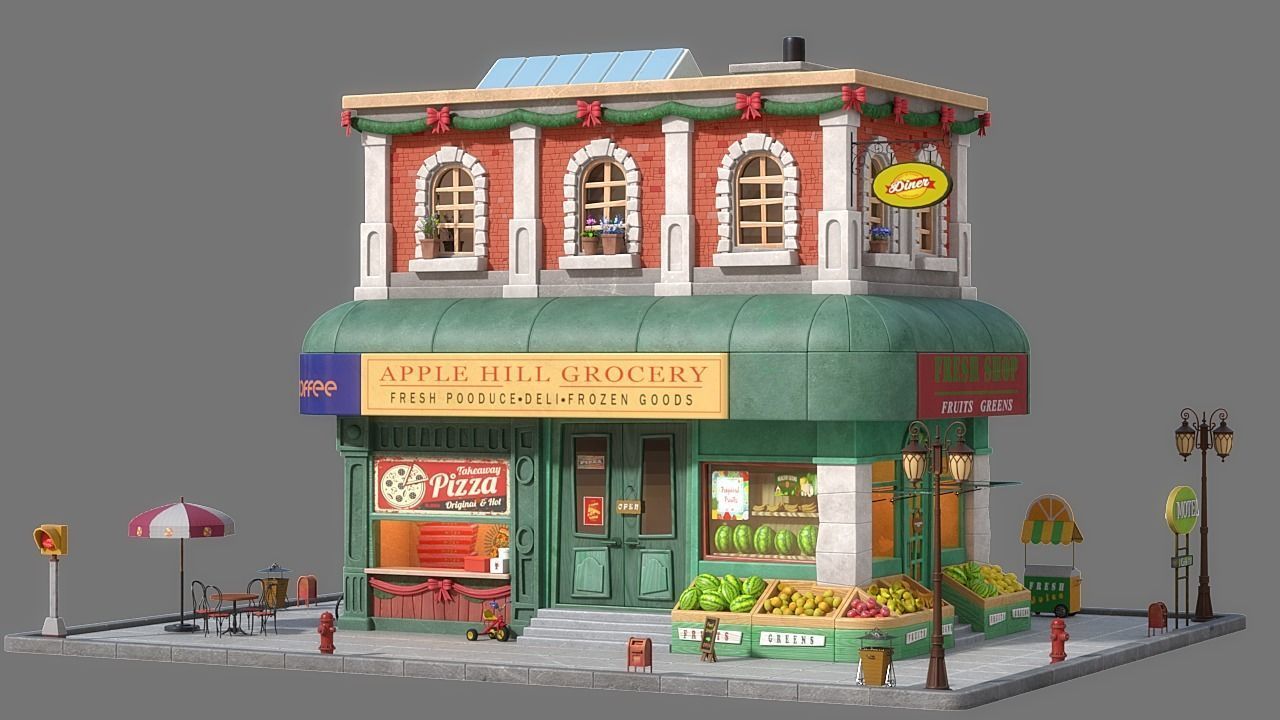 Cartoon House 08 3D model_1