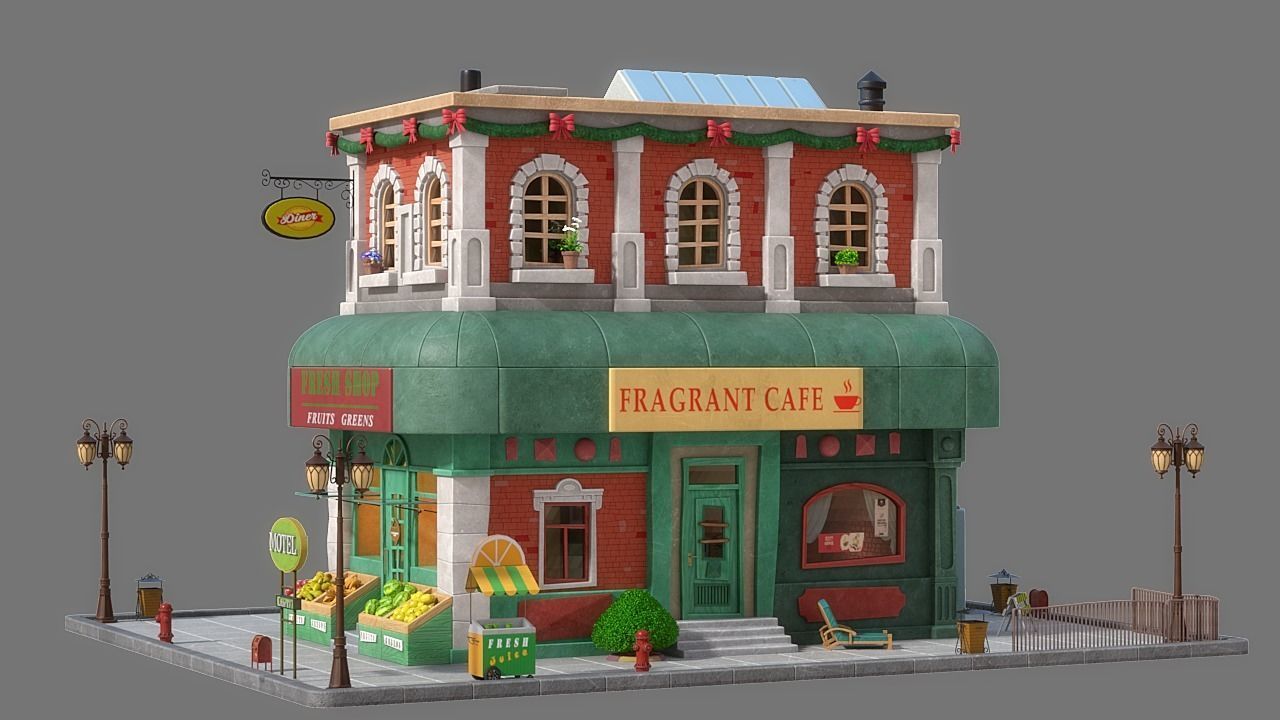 Cartoon House 08 3D model_3