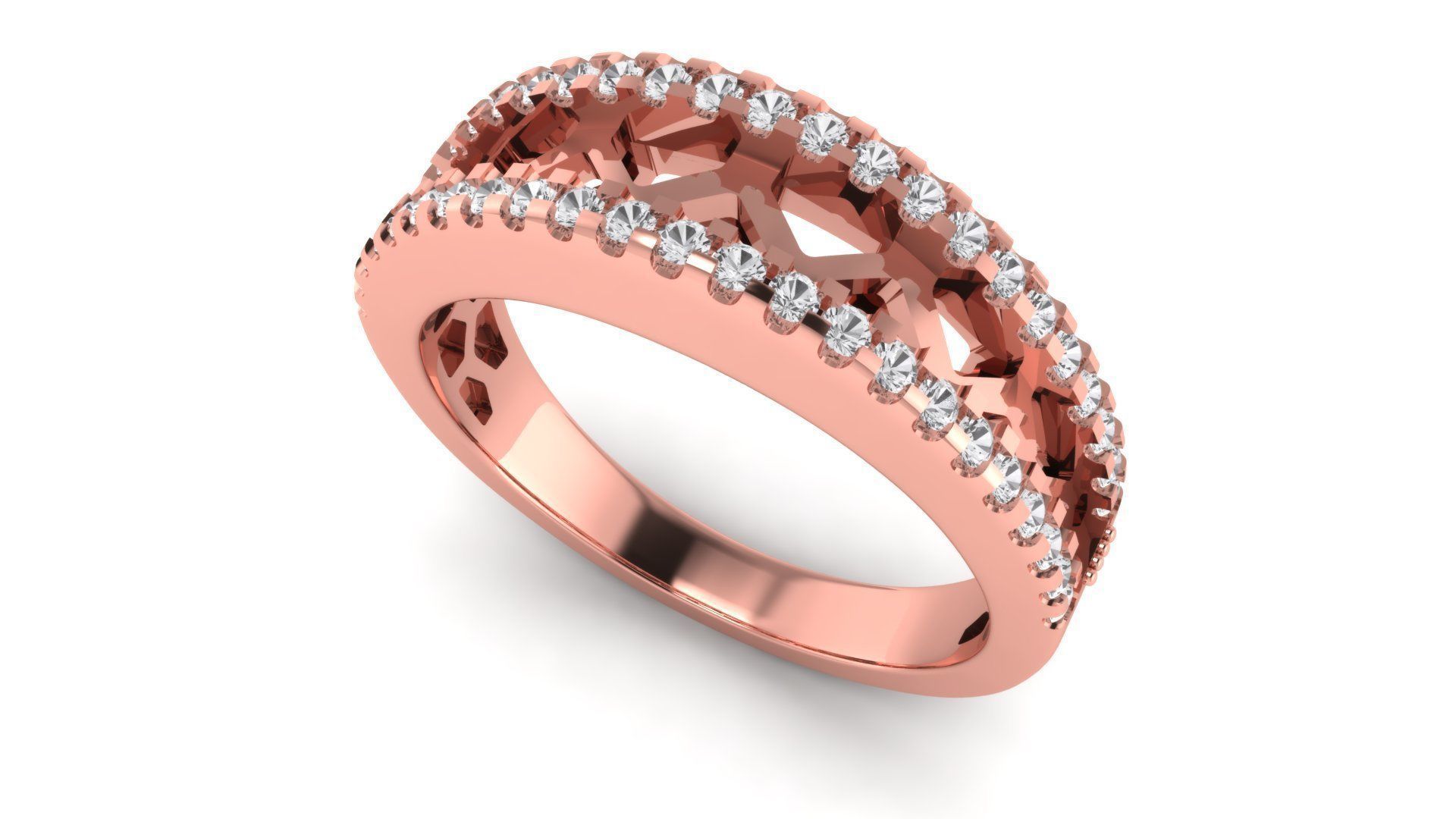 Stackable Wedding Engagement Women Double Band Ring 3D print model_1