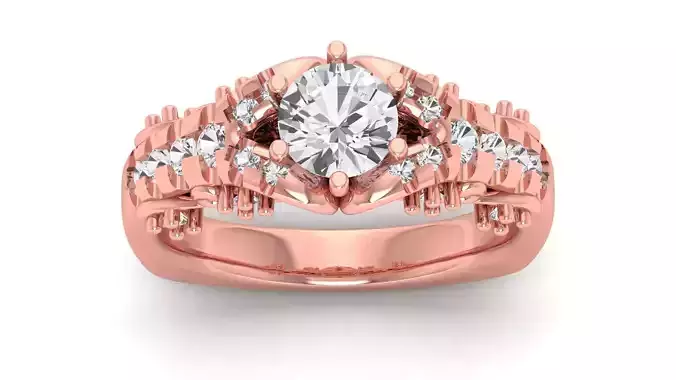 Women Engagement Round Stone Ring 3dm STL OBJ Renders Details