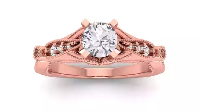 Women Engagement Round Stone Ring 3dm STL OBJ Renders Details 3D print model