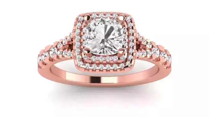 Solitaire Wedding Engagement Women Ring Double Halo Ring