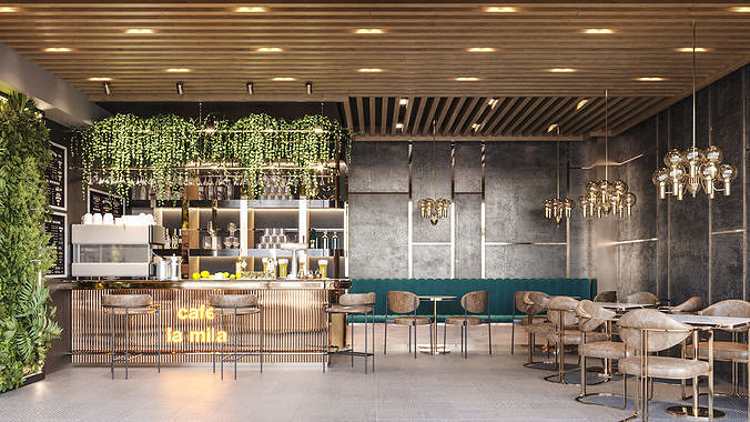 CAFE INTERIOR SCENE 3D model 2