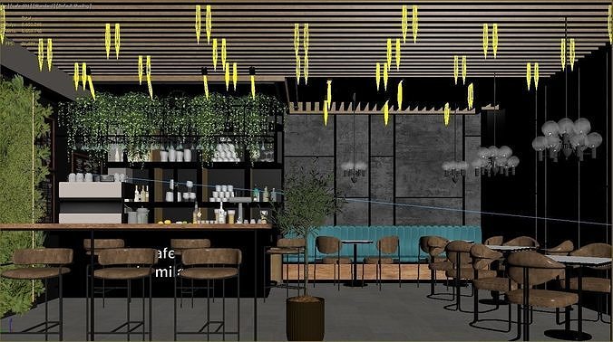 CAFE INTERIOR SCENE 3D model 5