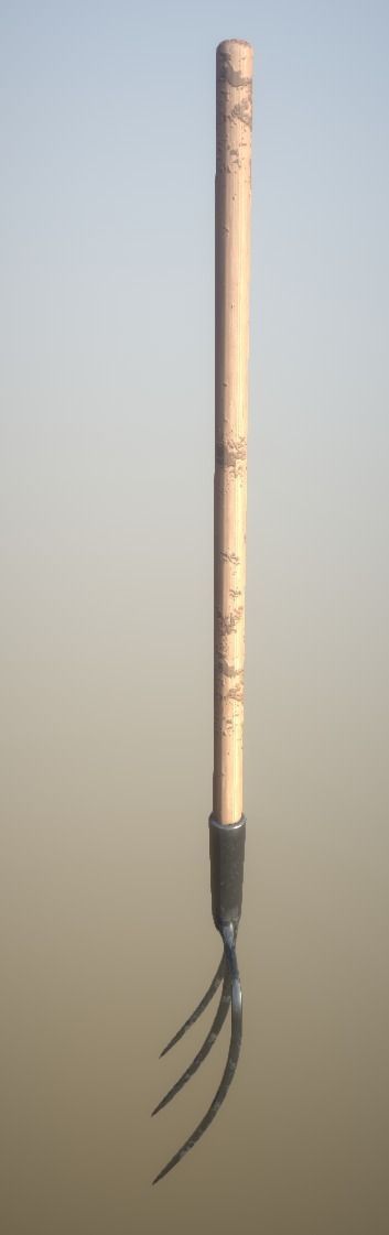 Low Poly Pitchfork 3 spike Farming Tool Editorial License Low-poly 3D model_2