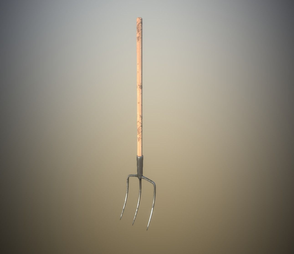 Low Poly Pitchfork 3 spike Farming Tool Editorial License Low-poly 3D model