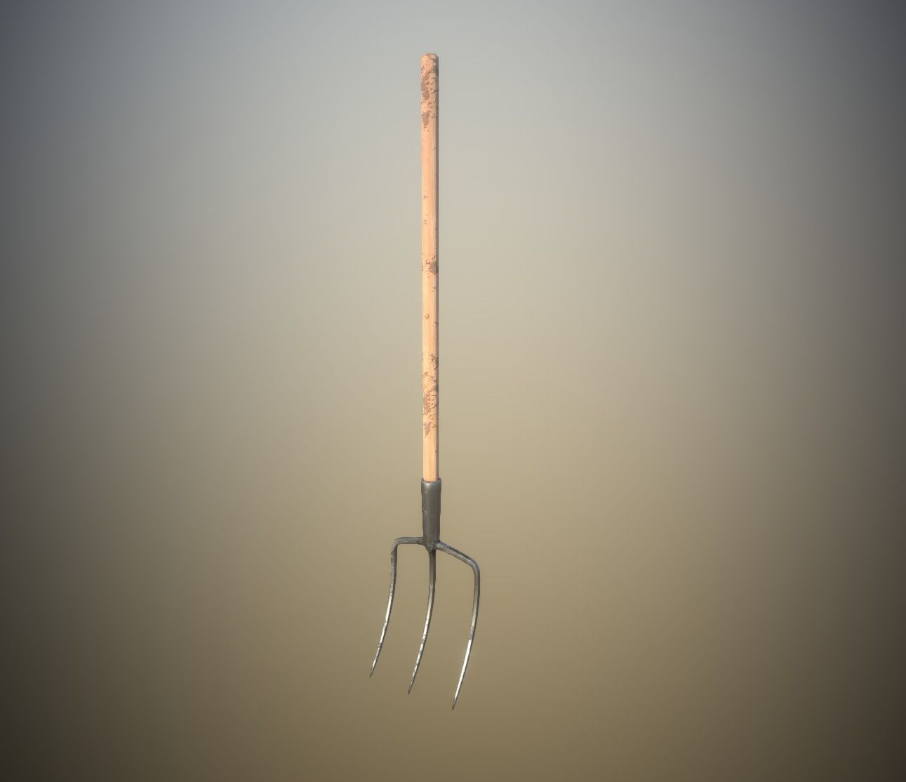 Low Poly Pitchfork 3 spike Farming Tool Editorial License Low-poly 3D model_0