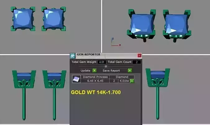 princess cut stud earrings