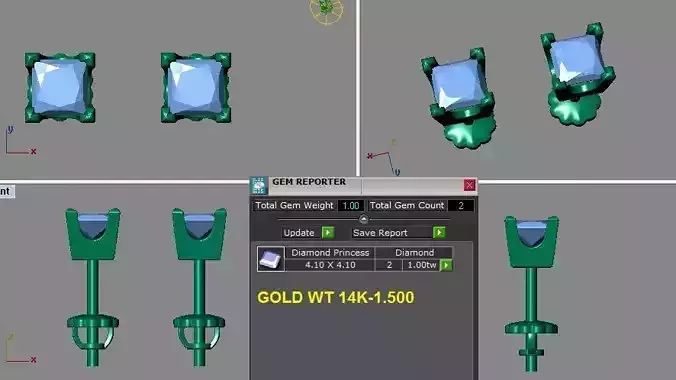 princess cut stud earrings