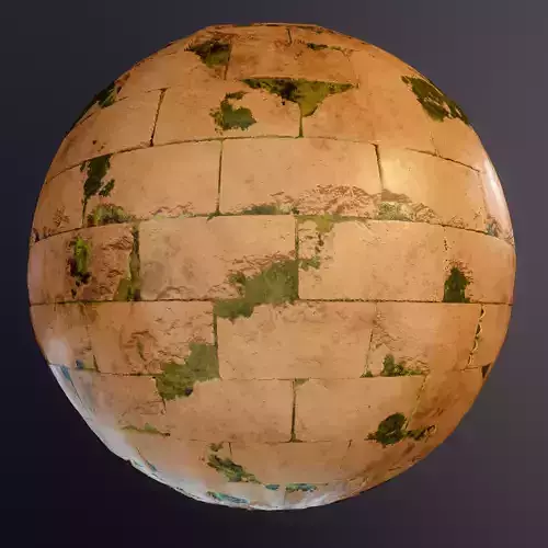 Brick Mossy Wall Stylized Texture