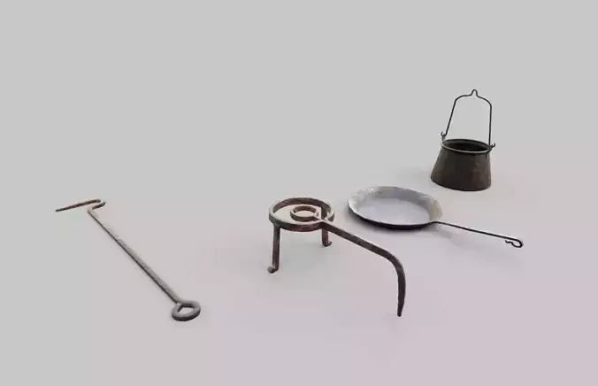 Medieval iron kitchen equipment