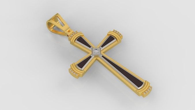 Diamond cross with enamel 3d print model A43 Free 3D print model