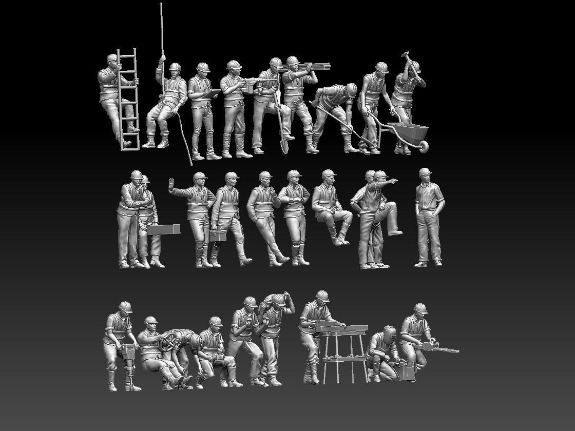 builders construction worker working on table 3D print model_2