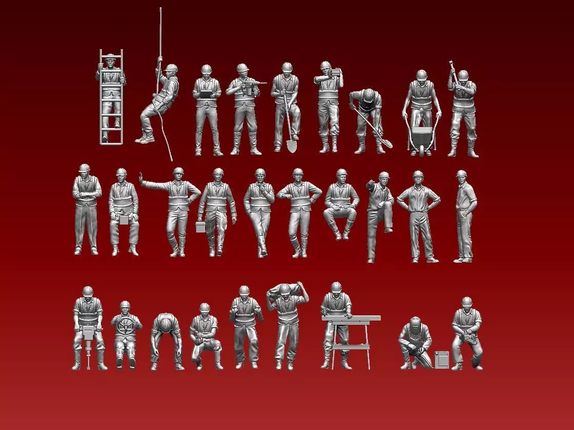 builders construction worker working on table 3D print model_0