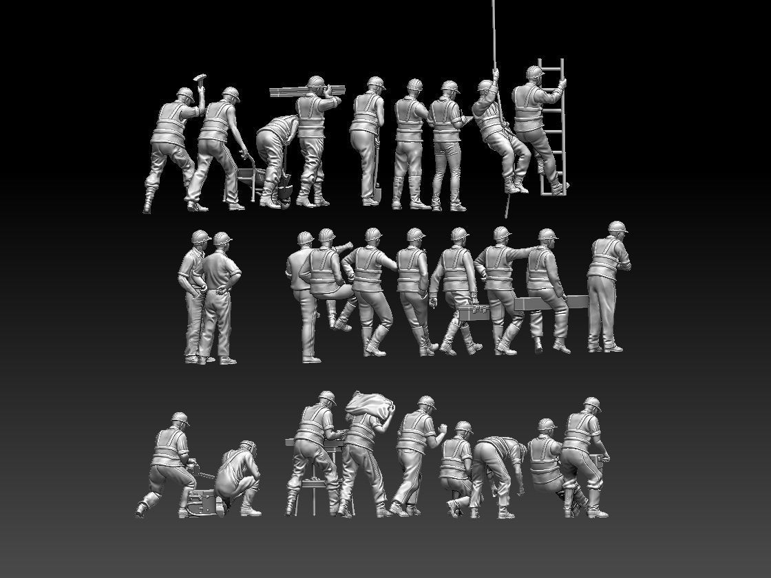 builders construction worker working on table 3D print model_4