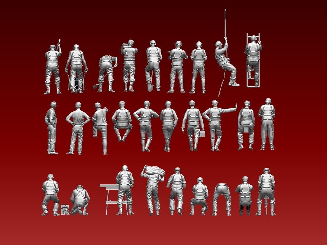 builders construction worker working on table 3D print model_1