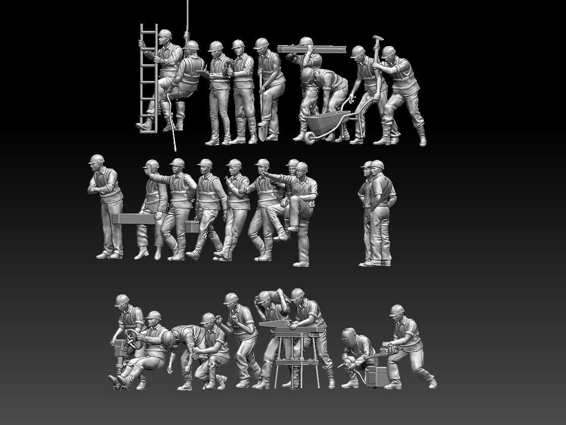 builders construction worker working on table 3D print model_6