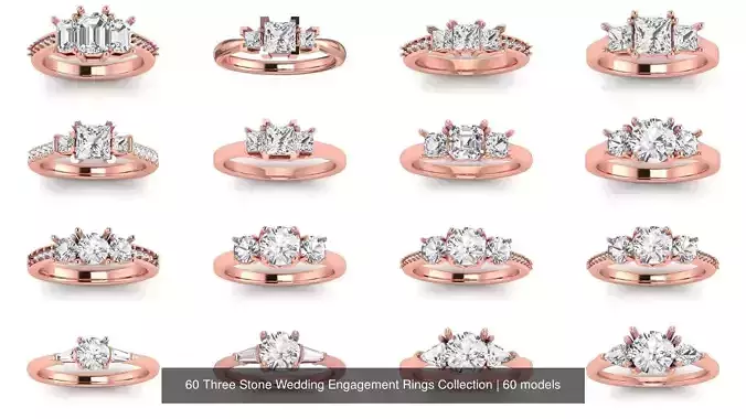 60 Three Stone Wedding Engagement Rings Collection 