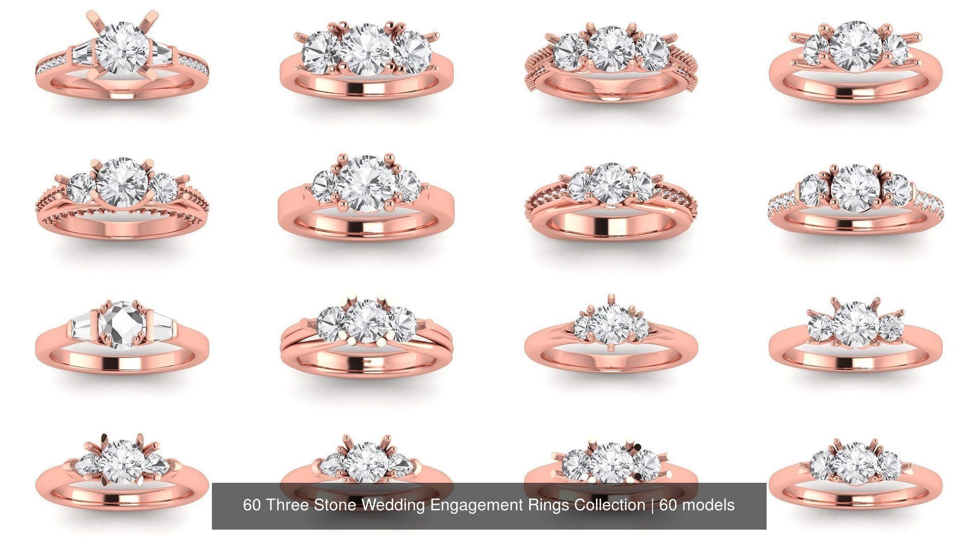 60 Three Stone Wedding Engagement Rings Collection _12
