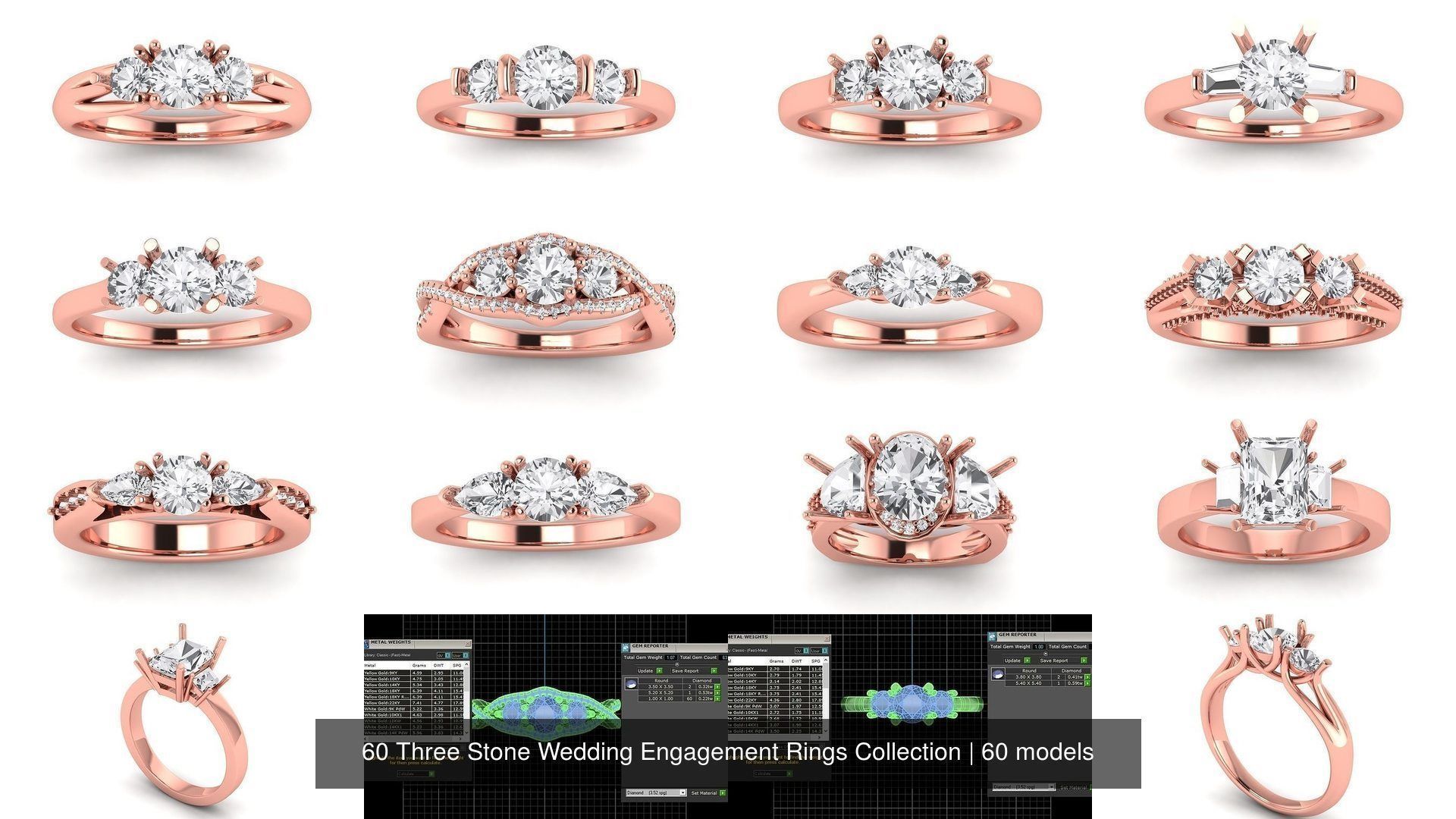 60 Three Stone Wedding Engagement Rings Collection _7