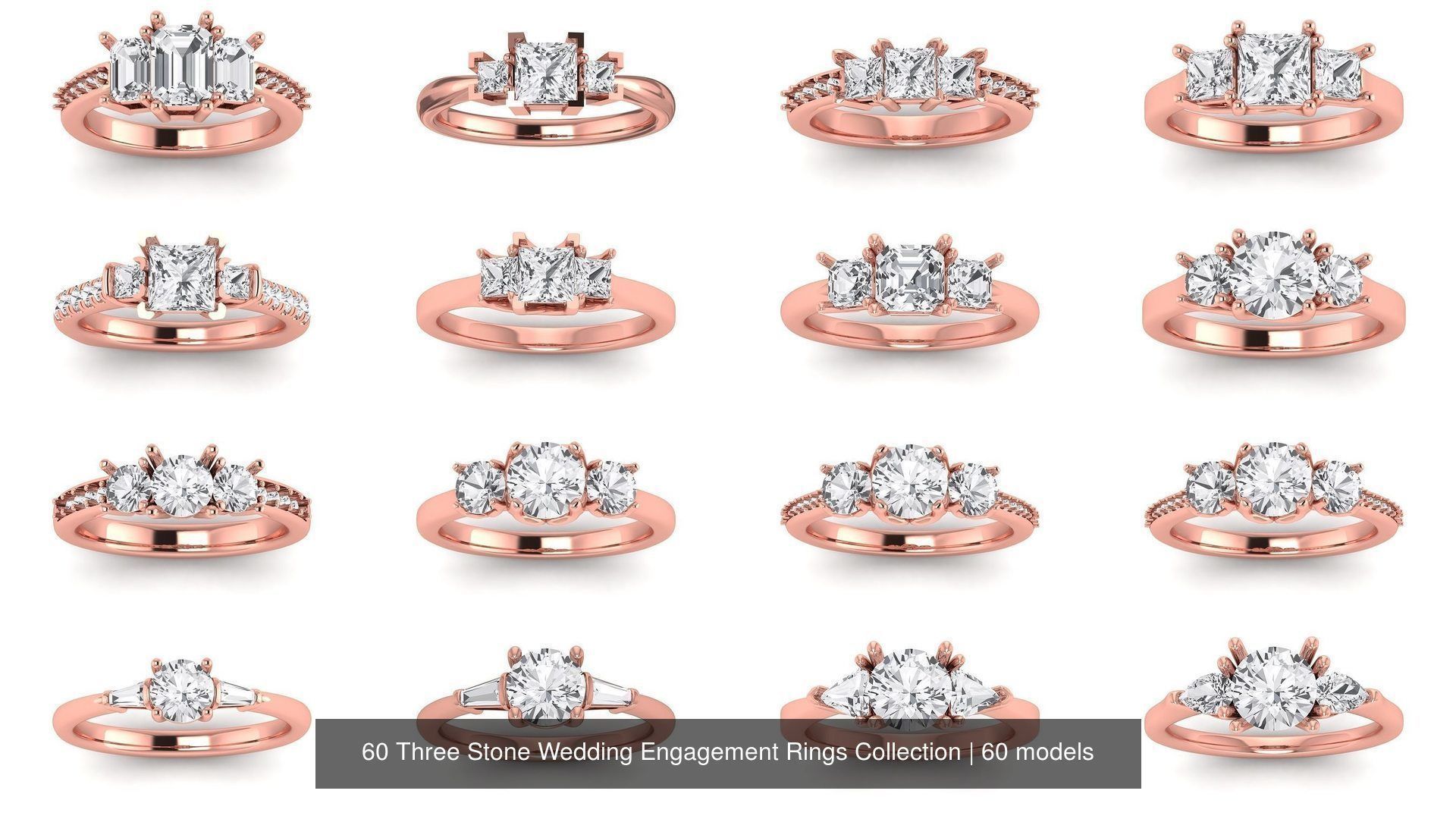 60 Three Stone Wedding Engagement Rings Collection _4