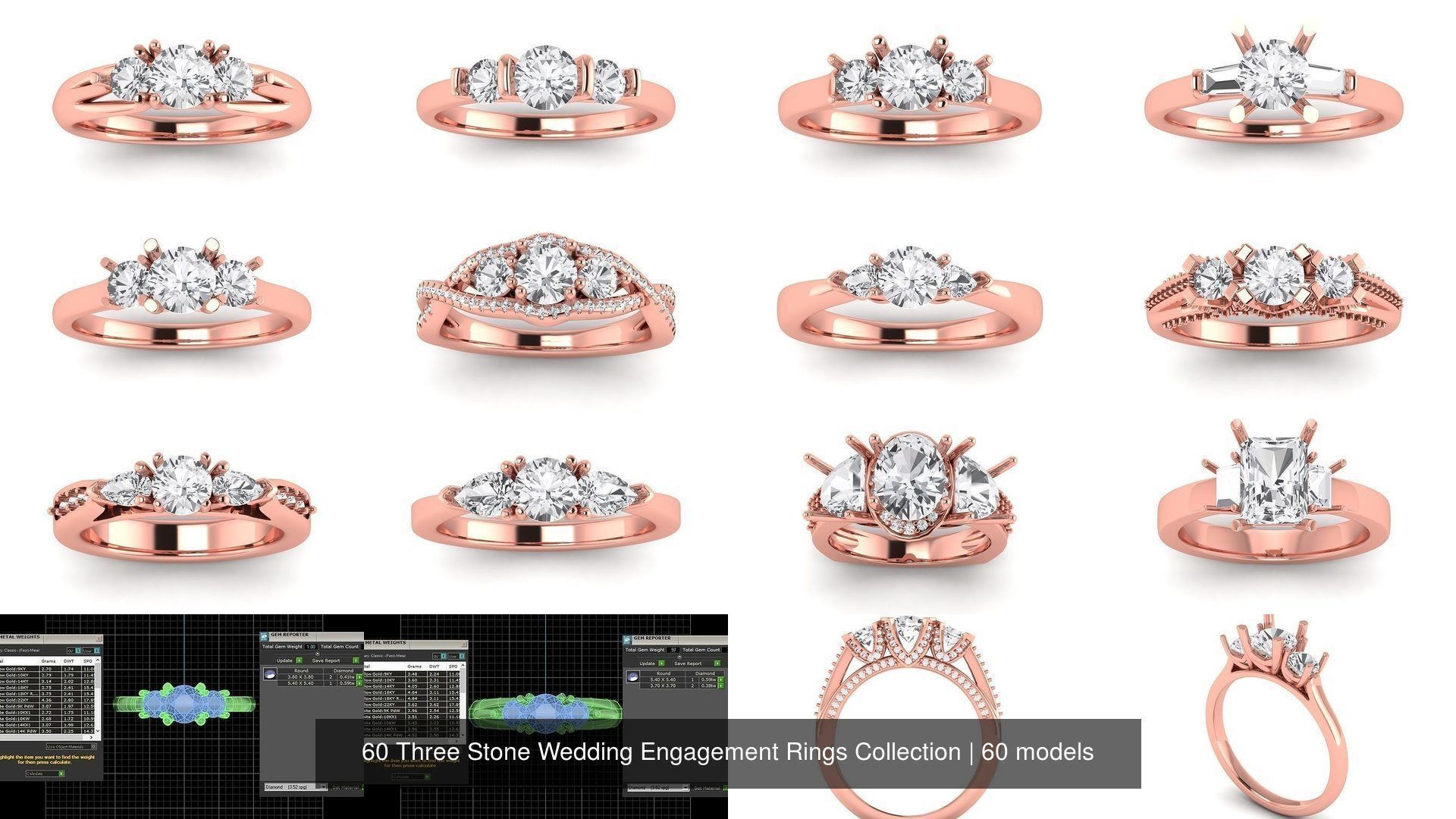60 Three Stone Wedding Engagement Rings Collection _16
