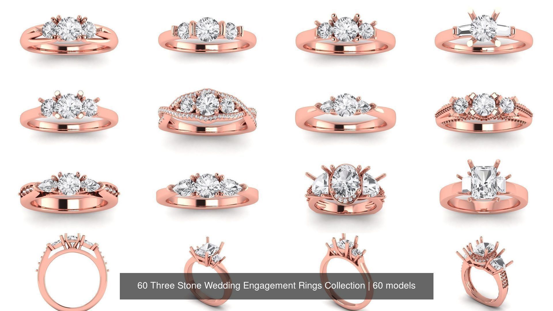 60 Three Stone Wedding Engagement Rings Collection _13