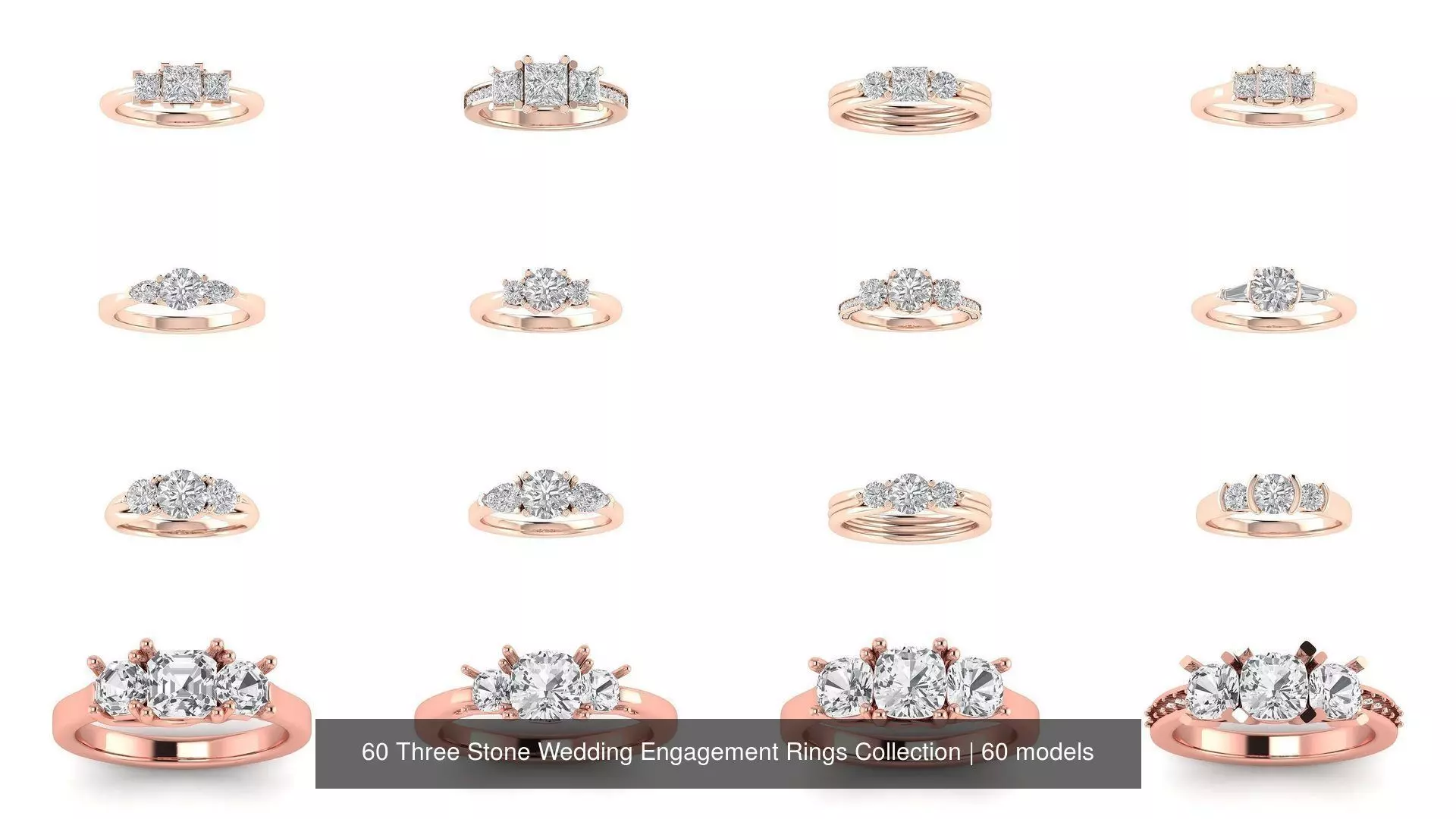 60 Three Stone Wedding Engagement Rings Collection _1