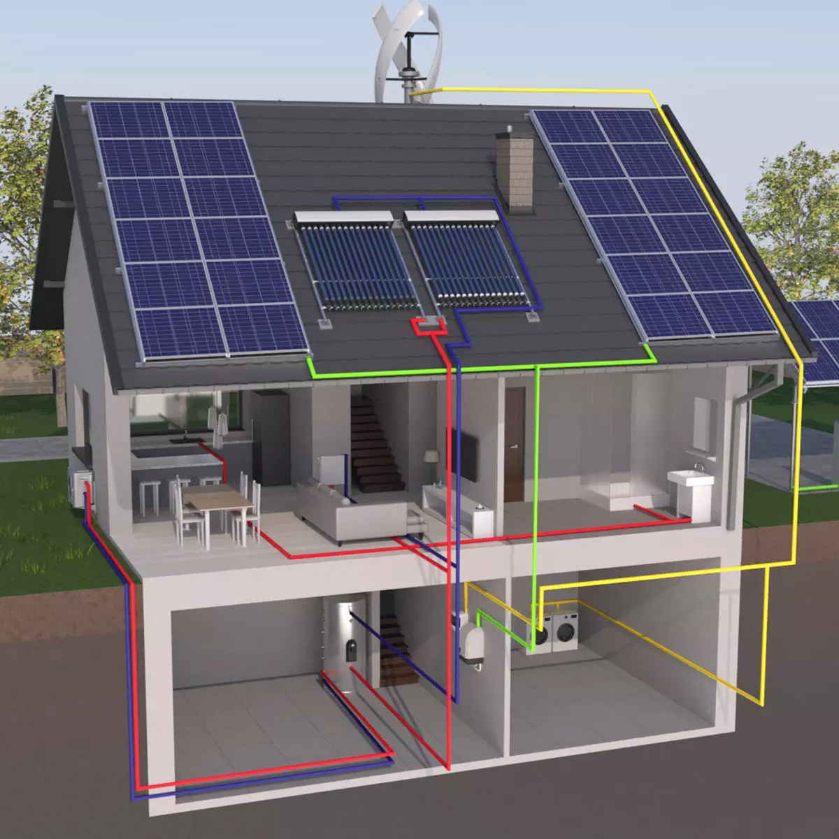 Home Solar Energy System 3D model_0