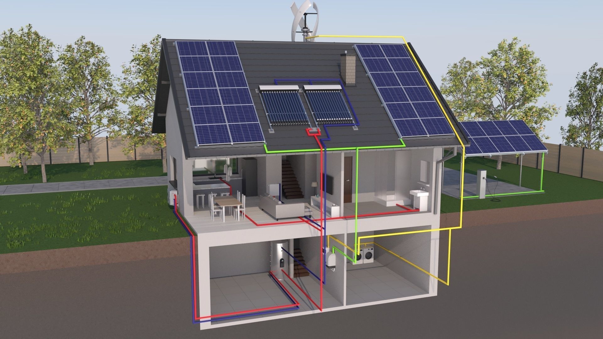 Home Solar Energy System 3D model_1