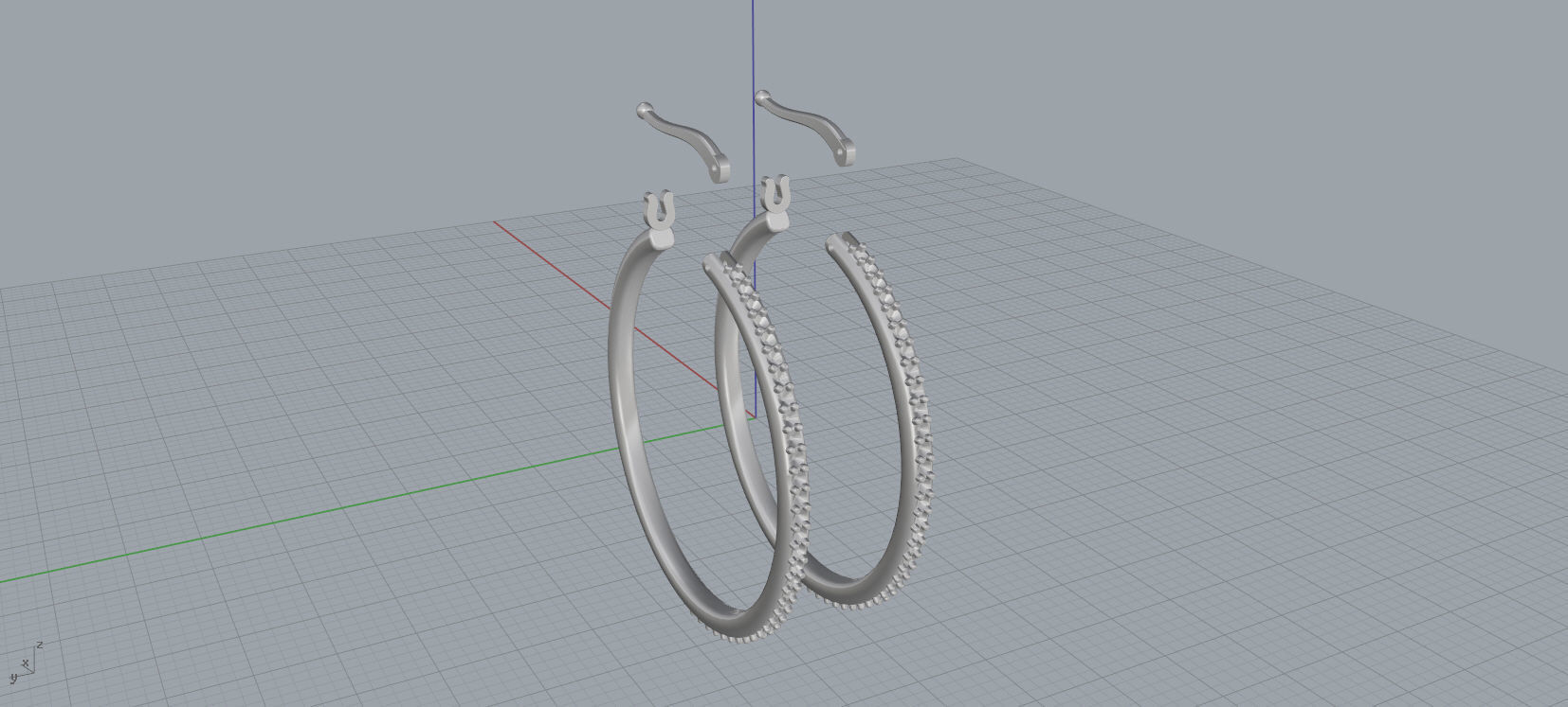 Diamond earrings 3D print model A 48 3D print model_13
