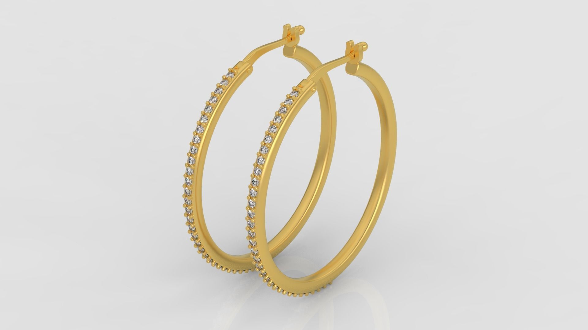 Diamond earrings 3D print model A 48 3D print model_2