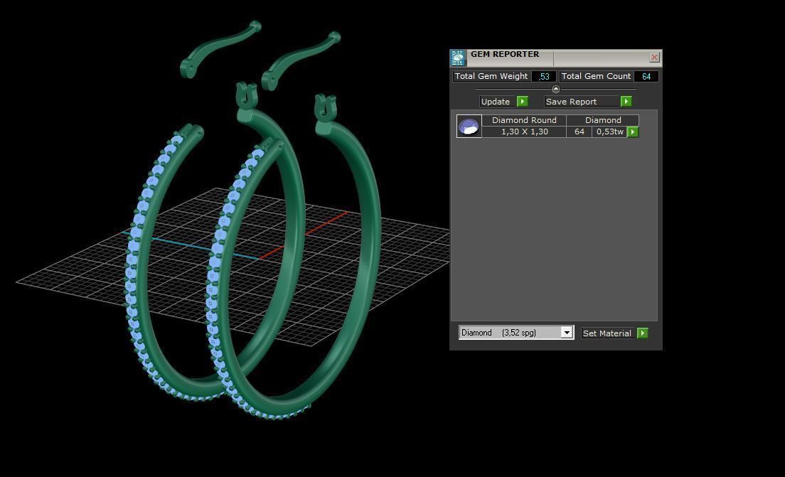 Diamond earrings 3D print model A 48 3D print model_6