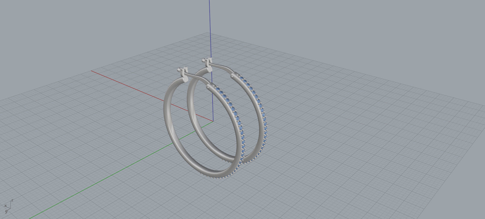 Diamond earrings 3D print model A 48 3D print model_12